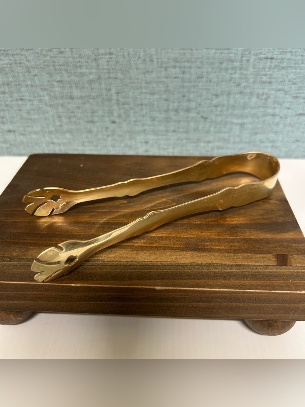 Vintage Brass Serving Tongs 6.5 Inch • Antique Gold Tone Ice and Sugar Tongs